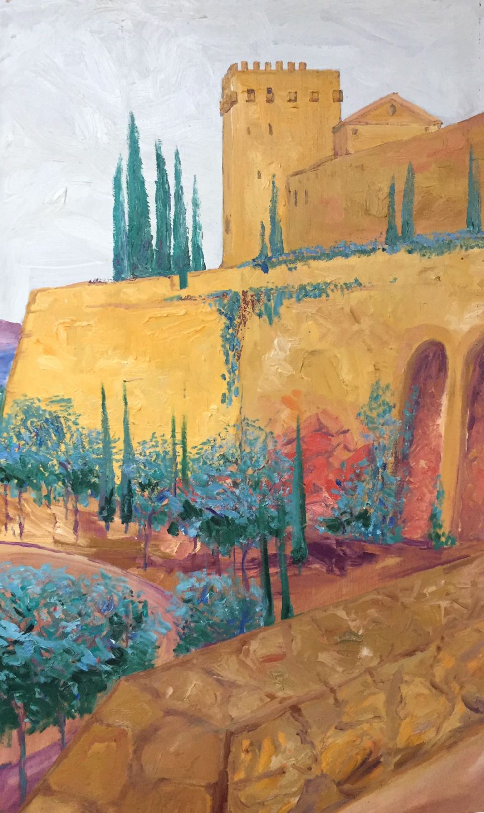 Pintura Josep Maria Roca Tarragó. Muralla de Tarragona 60 x80 cm.